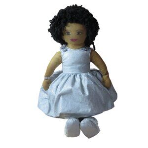 Tan Suede Handmade 21" African American Cloth Rag Doll Vintage